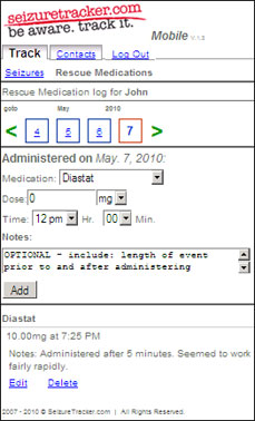 seizuretracker com logging seizure related rescue medications on